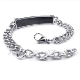 Bracelet Couple Homme Titane Diamant Noir