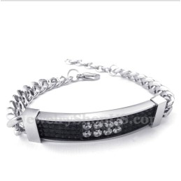 Bracelet Couple Homme Titane Diamant Noir