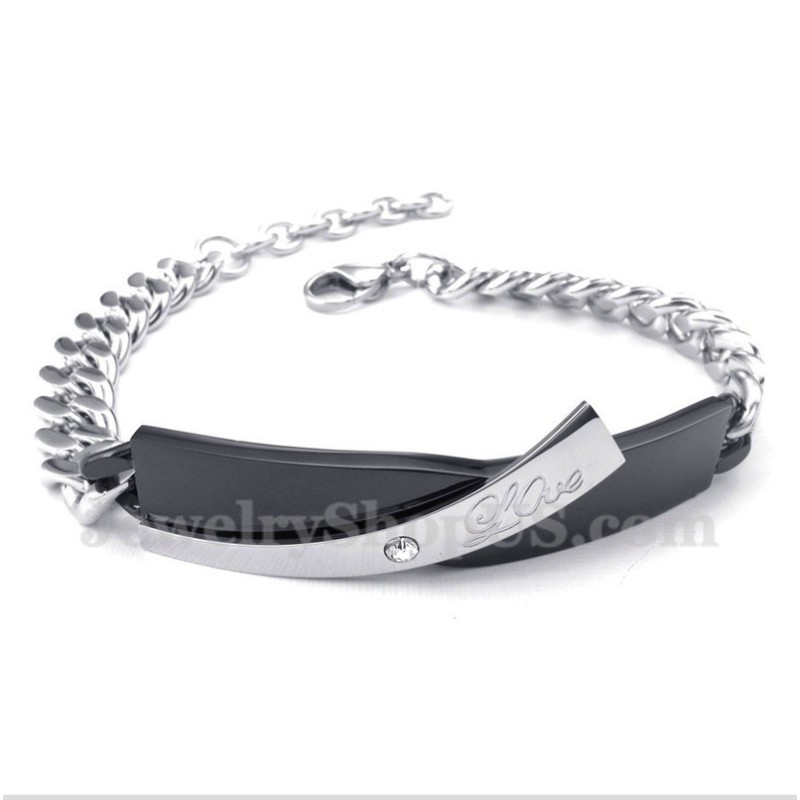 Bracelet Couple Homme Titane Noir Bracelet Couple Homme Titane Noir