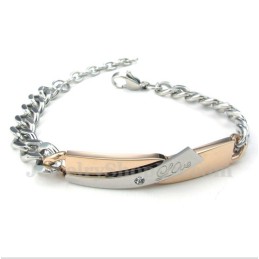 Bracelet Couple En Titane Et Or Pour Femme