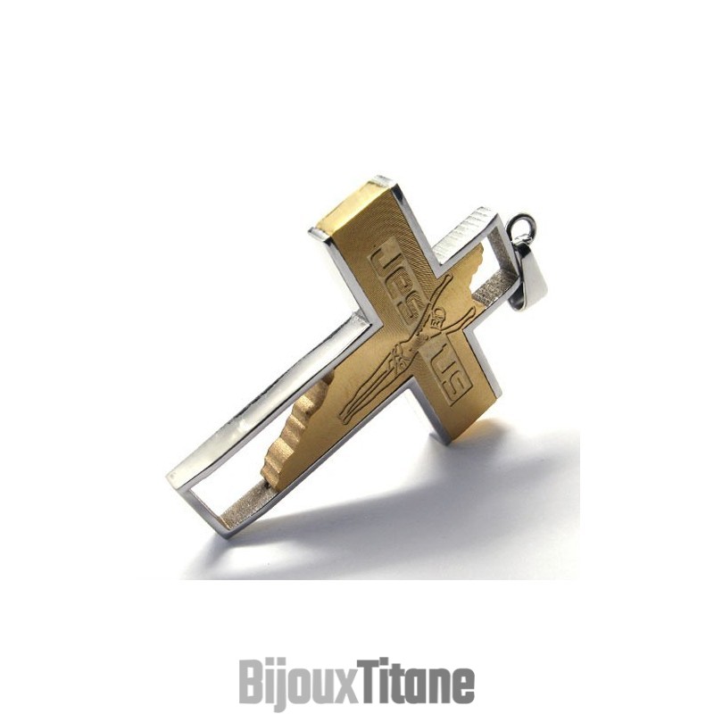 Pendentif Croix De Jésus En Titane (Doré)