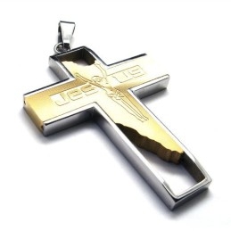 Pendentif Croix De Jésus En Titane (Doré)