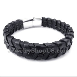 Bracelet En Cuir Et Titane Pour Homme