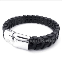 Bracelet En Cuir Et Titane Pour Homme