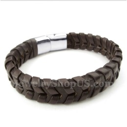 Bracelet En Cuir Et Titane Pour Homme