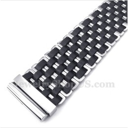 Bracelet En Cuir Et Titane Pour Homme