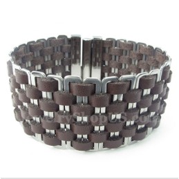 Bracelet En Cuir Et Titane Pour Homme
