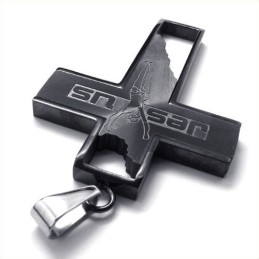 Pendentif Croix De Jésus En Titane (Noir)
