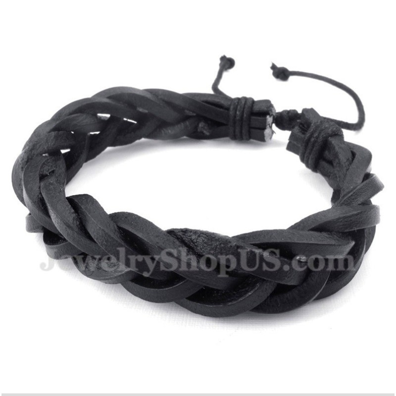 Bracelet En Cuir Et Titane Pour Homme