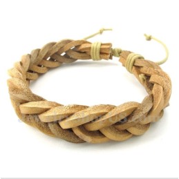 Bracelet En Cuir Et Titane Pour Homme