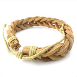 Bracelet En Cuir Et Titane Pour Homme