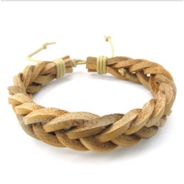 Bracelet En Cuir Et Titane Pour Homme