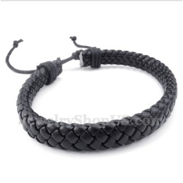 Bracelet En Cuir Et Titane Pour Homme