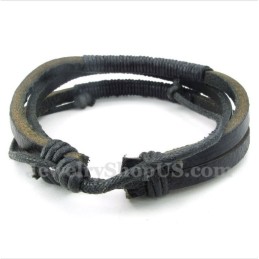 Bracelet En Cuir Et Titane Pour Homme