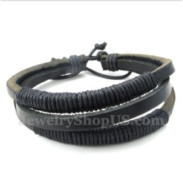 Bracelet En Cuir Et Titane Pour Homme
