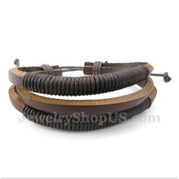 Bracelet En Cuir Et Titane Pour Homme