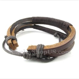 Bracelet En Cuir Et Titane Pour Homme