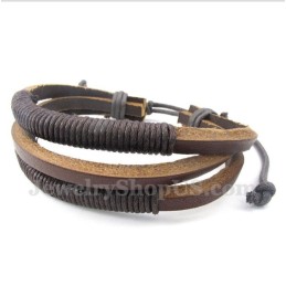 Bracelet En Cuir Et Titane Pour Homme