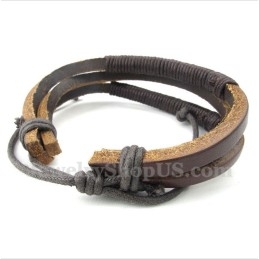 Bracelet En Cuir Et Titane Pour Homme