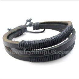 Bracelet En Cuir Et Titane Pour Homme