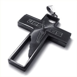 Pendentif Croix De Jésus En Titane (Noir)