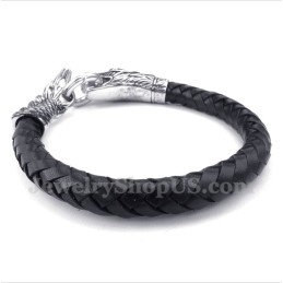 Bracelet En Cuir Et Titane Pour Homme