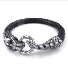 Bracelet En Cuir Et Titane Pour Homme