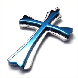 Pendentif Croix En Titane De Style Nouveau (Bleu)