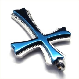 Pendentif Croix En Titane De Style Nouveau (Bleu)