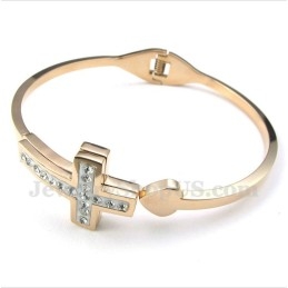 Bracelet Croix En Titane Et Or Rose Pour Homme