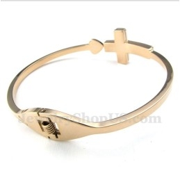 Bracelet Croix En Titane Et Or Rose Pour Homme