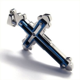 Pendentif Croix Tendance En Titane (Bleu)
