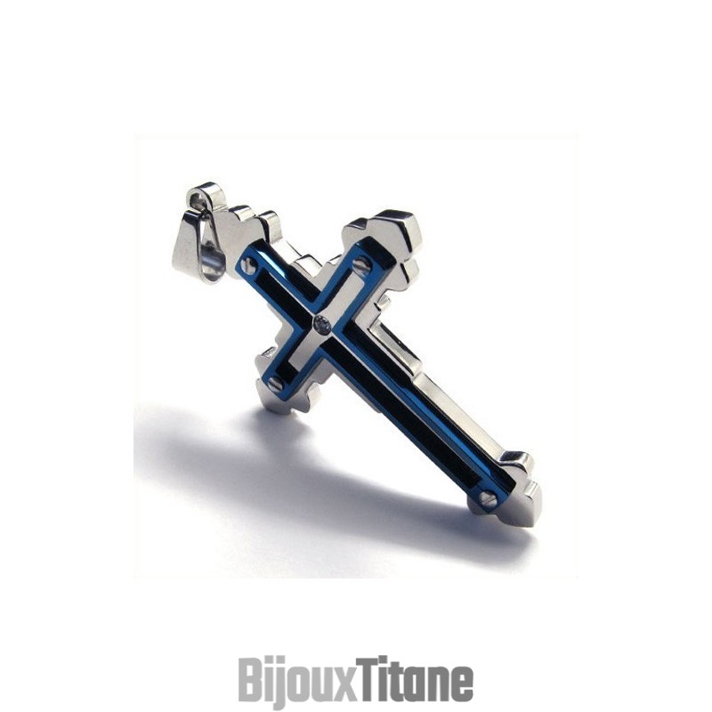 Pendentif Croix Tendance En Titane (Bleu) Pendentif Croix Tendance En Titane (Bleu)