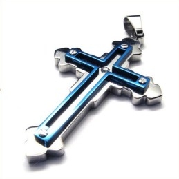 Pendentif Croix Tendance En Titane (Bleu)