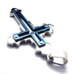 Pendentif Croix Tendance En Titane (Bleu)