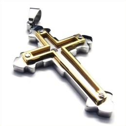 Collier Pendentif Croix En Titane Pour Homme (Doré)