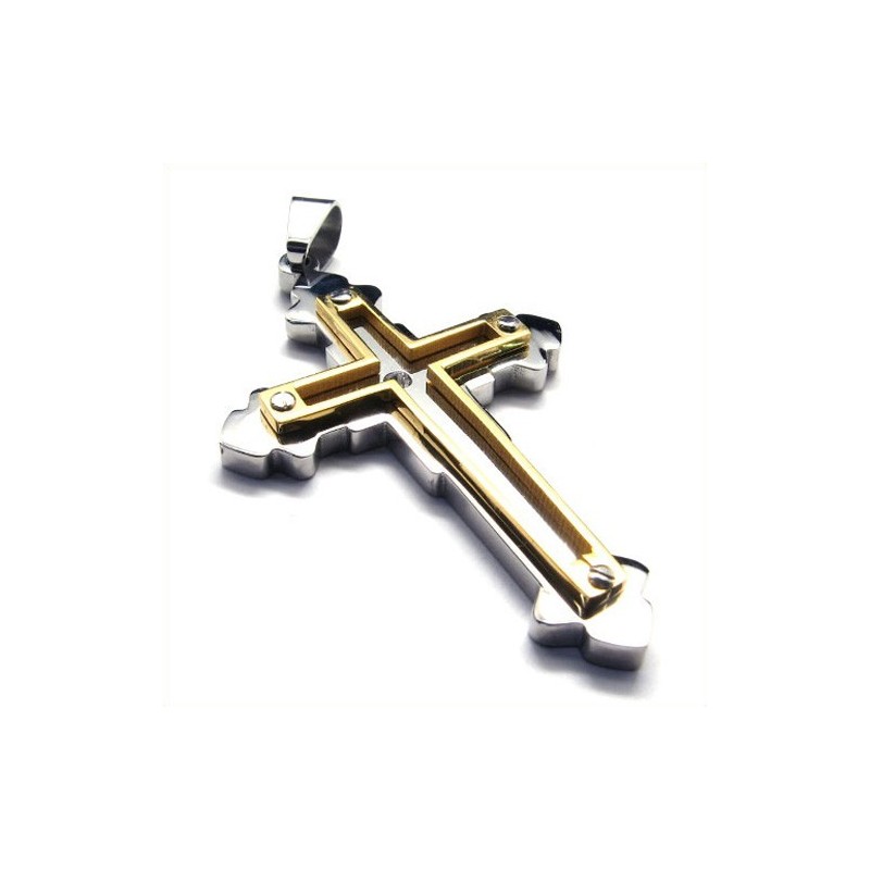 Collier Pendentif Croix En Titane Pour Homme (Doré)