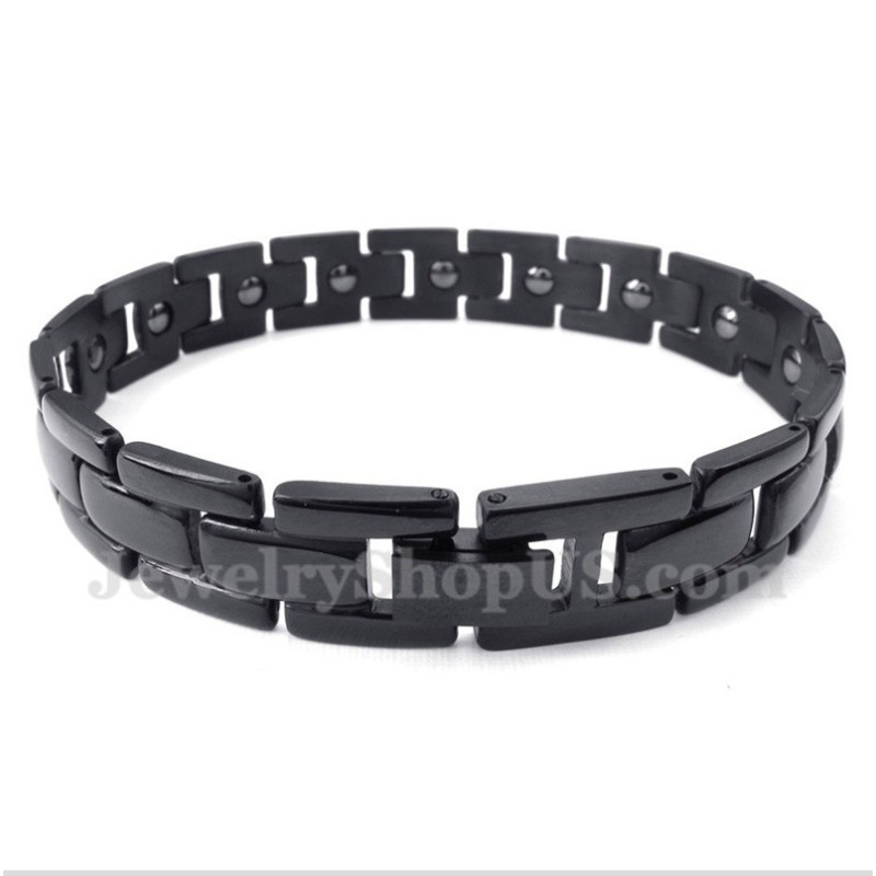 Bracelet Aimanté En Titane Noir Pour Homme