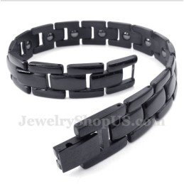 Bracelet Aimanté En Titane Noir Pour Homme