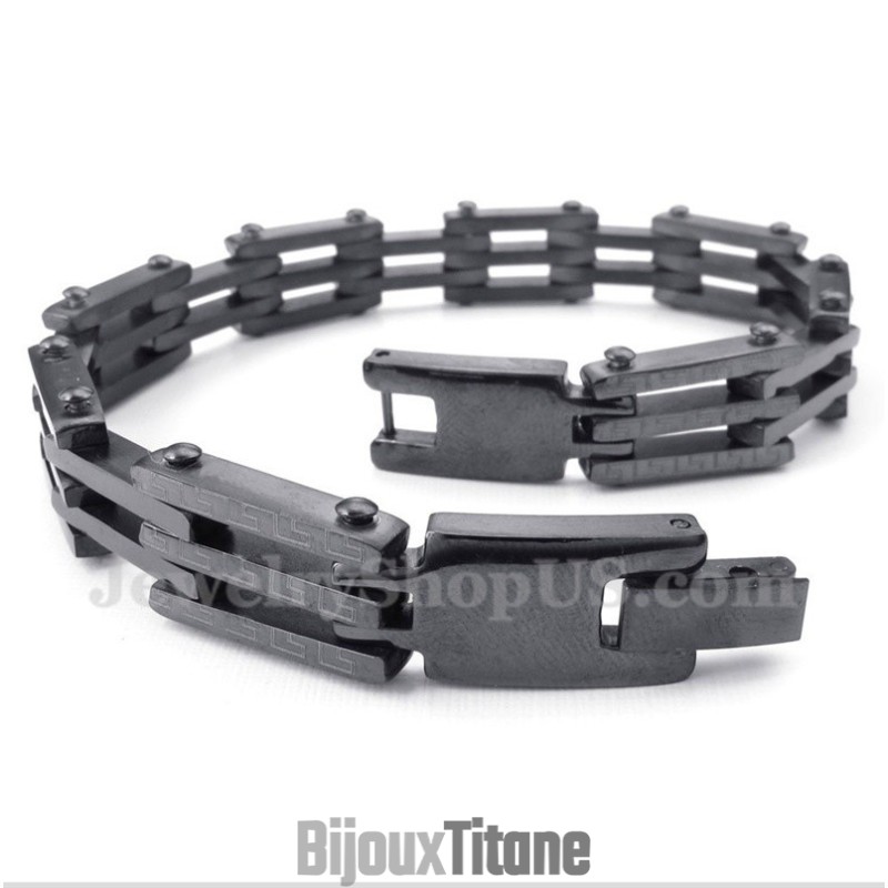 Bracelet Homme En Titane À Motif Méandre Grec Bracelet Homme En Titane À Motif Méandre Grec