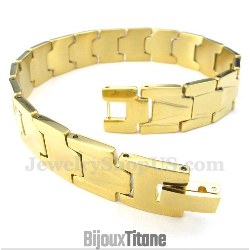 Bracelet Homme En Titane Doré