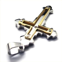 Collier Pendentif Croix En Titane Pour Homme (Doré)