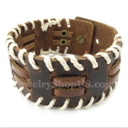 Bracelet En Cuir Et Titane Pour Homme