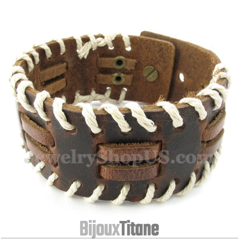 Bracelet En Cuir Et Titane Pour Homme Bracelet En Cuir Et Titane Pour Homme