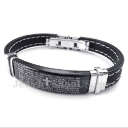 Bracelet En Caoutchouc Et Titane Pour Homme Avec Verset Biblique