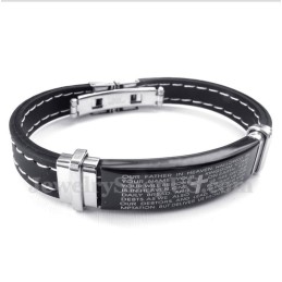 Bracelet En Caoutchouc Et Titane Pour Homme Avec Verset Biblique