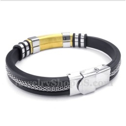 Bracelet En Titane Et Caoutchouc Doré Pour Homme