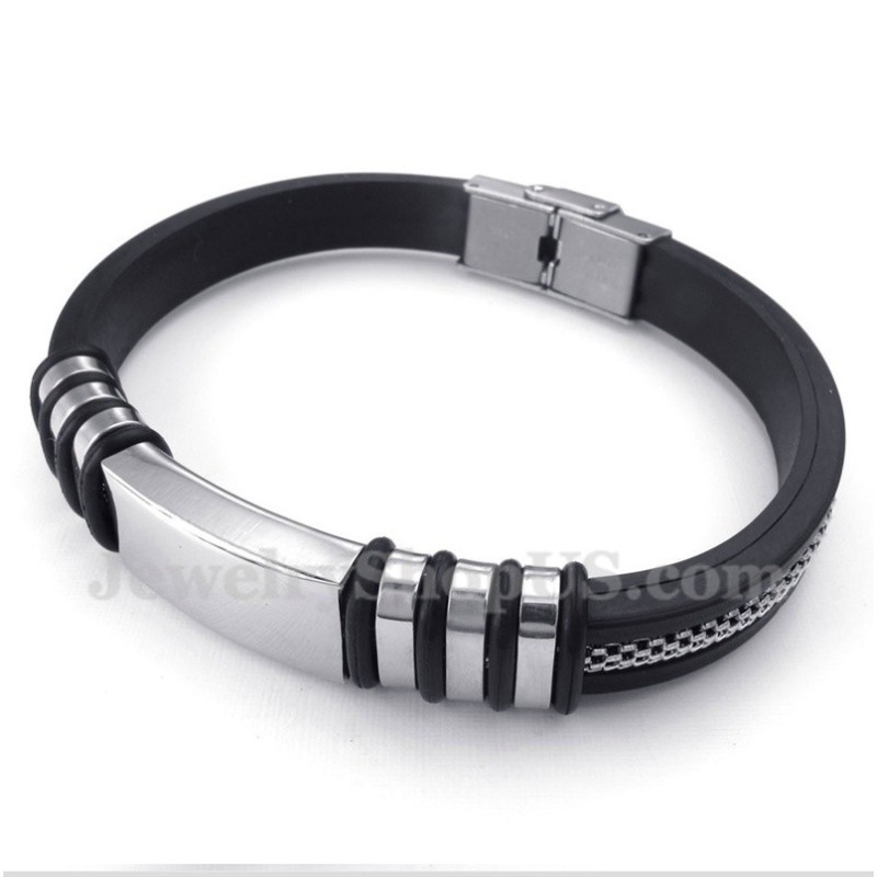 Bracelet En Caoutchouc Et Titane Pour Homme