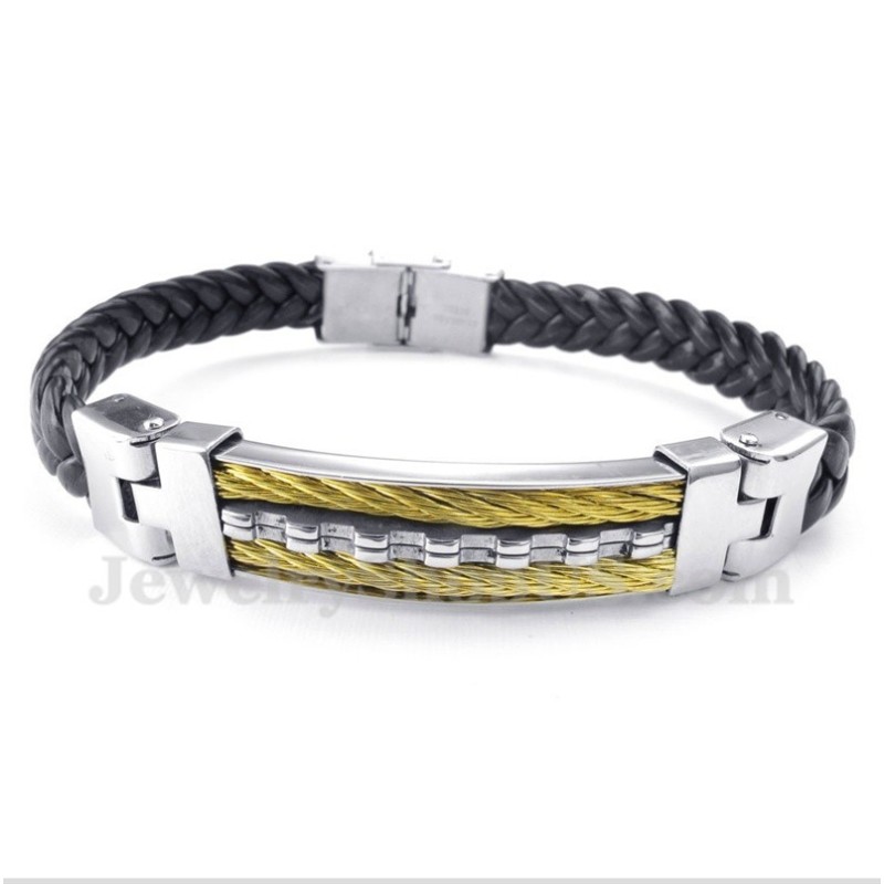Bracelet En Cuir Et Titane Pour Homme Bracelet En Cuir Et Titane Pour Homme
