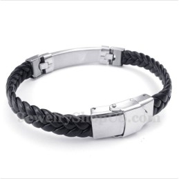 Bracelet En Cuir Et Titane Pour Homme